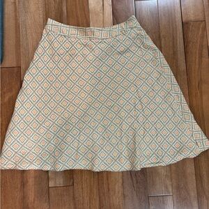 Vintage 100% Silk Valerie Stevens Skirt Spring Pattern Sage and Peach Size Small